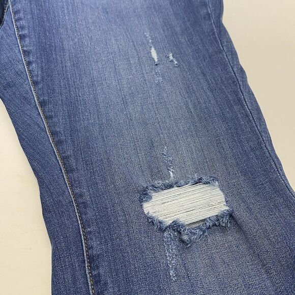 Judy Blue Boyfriend Fit Pull On Blue Jeans Distressed Elastic Waist Womens 13/31 - Picture 7 of 10